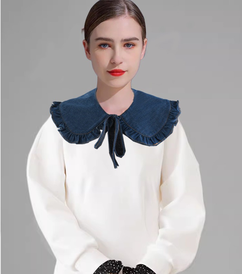 Blouses - Женский съемный накладной воротник-шаль из синего