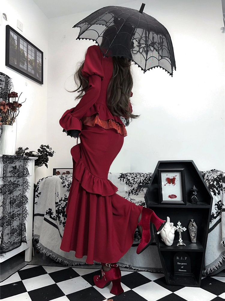 Весеннее красное винтажное пла – обзор и цена French Vintage Floral Midi Dress