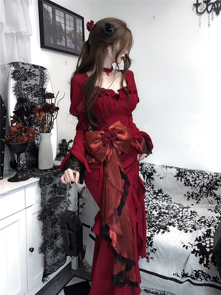 Весеннее красное винтажное пла – обзор и цена French Vintage Floral Midi Dress