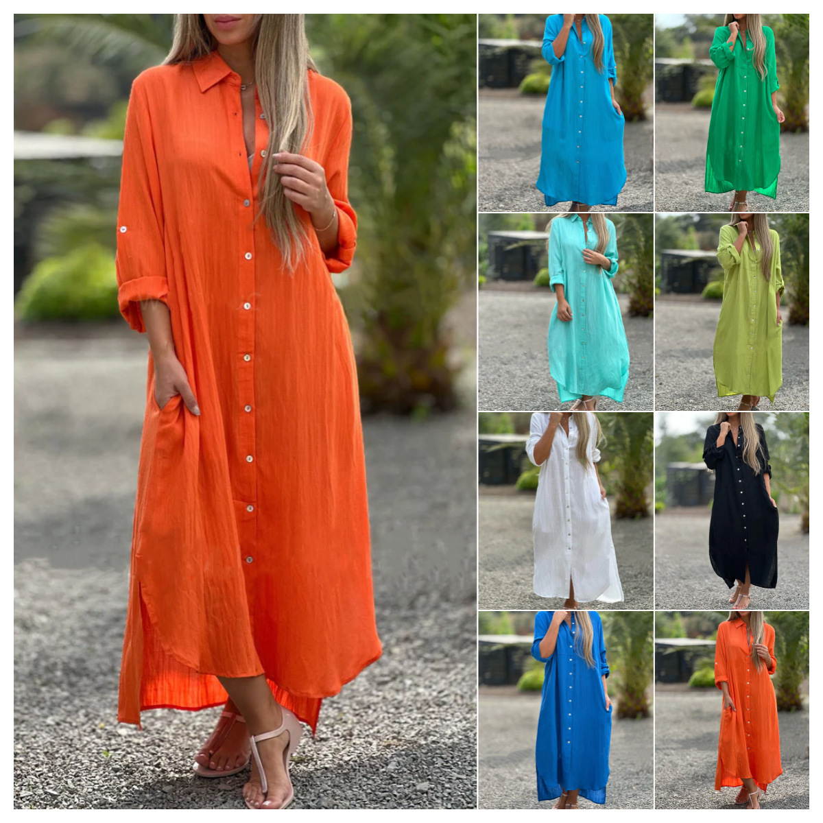 SKMY 2026 Женское платье-рубаш – обзор и цена Casual Loose Linen Shirt Dress
