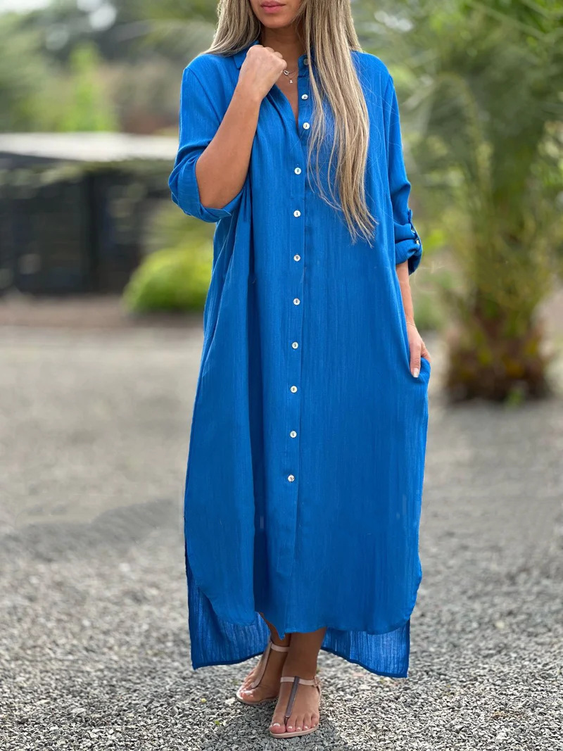 SKMY 2026 Женское платье-рубаш – обзор и цена Casual Loose Linen Shirt Dress