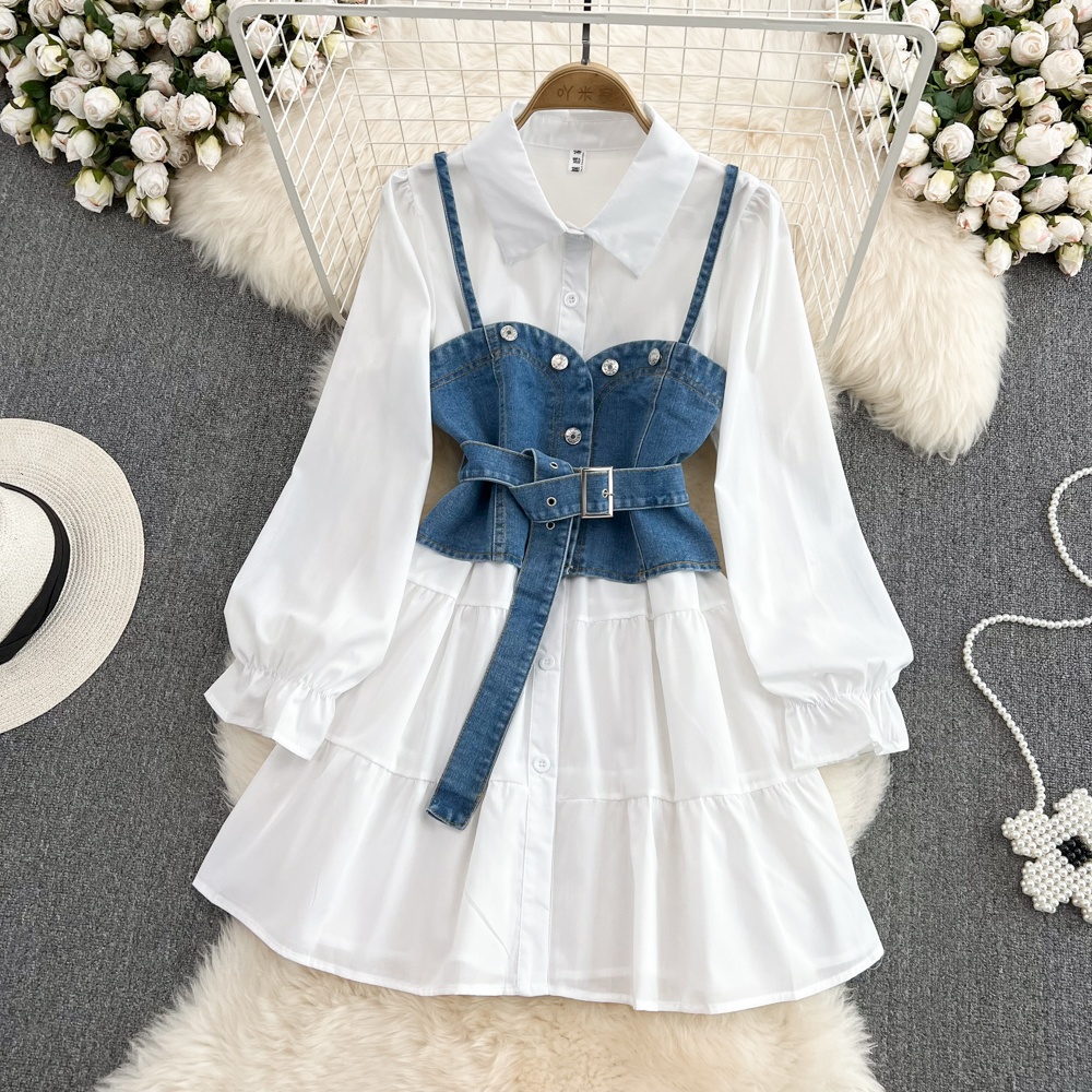 Ретро-платье в гонконгском сти – обзор и цена Korean Style A Line Shirt Dress