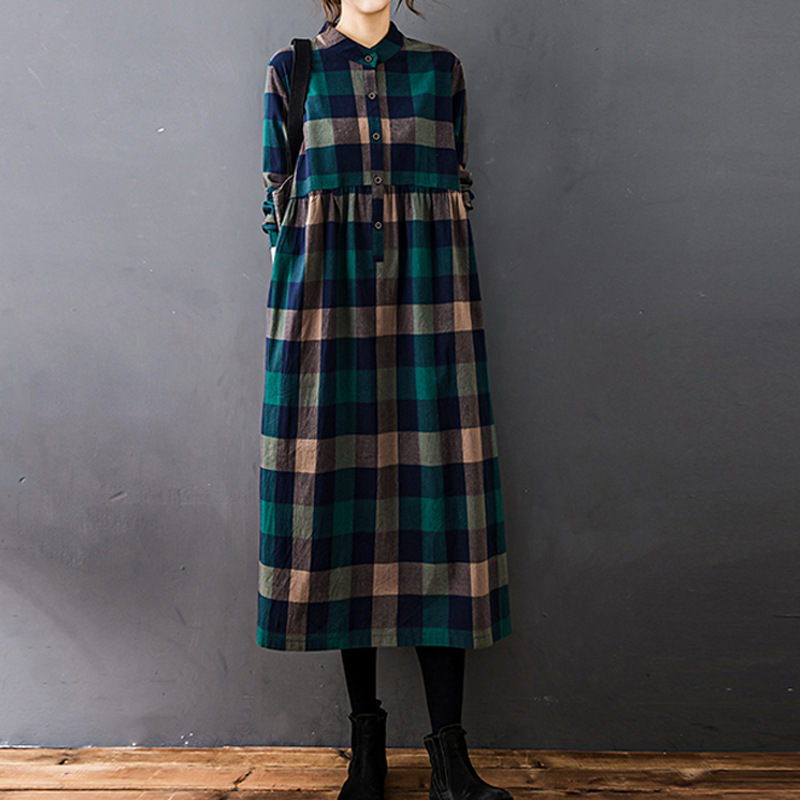 Женское осеннее новое винтажно – обзор и цена Casual Loose Linen Shirt Dress
