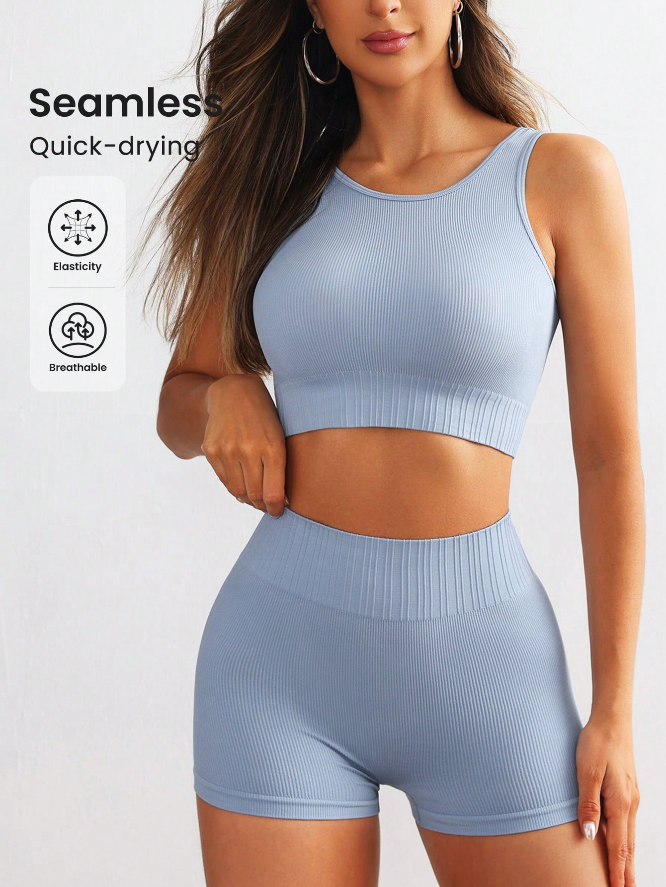 Женский бесшовный комплект для – обзор и цена Seamless Ribbed Workout Tank Top